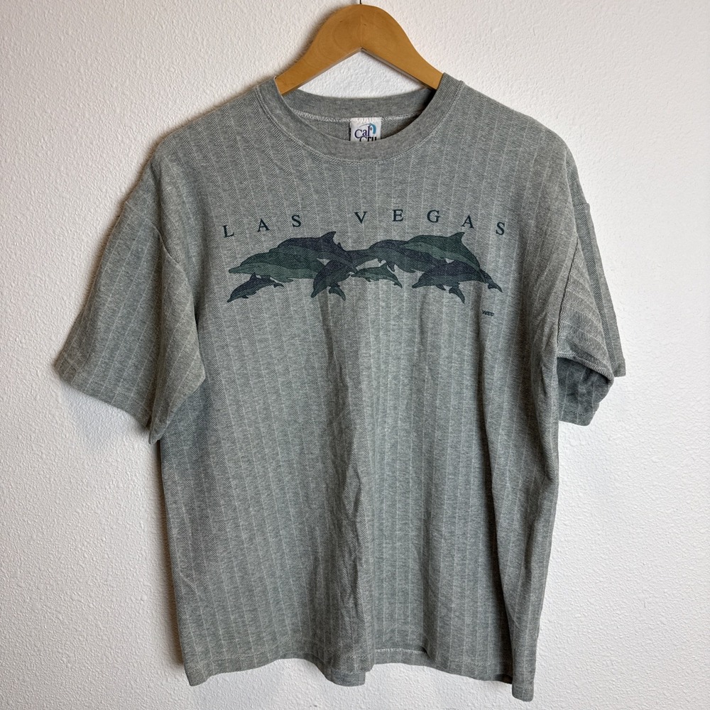 Vintage 90s‎ Las Vegas T Shirt Single Stitch Dolphins Cal Cru Large Made in USA
